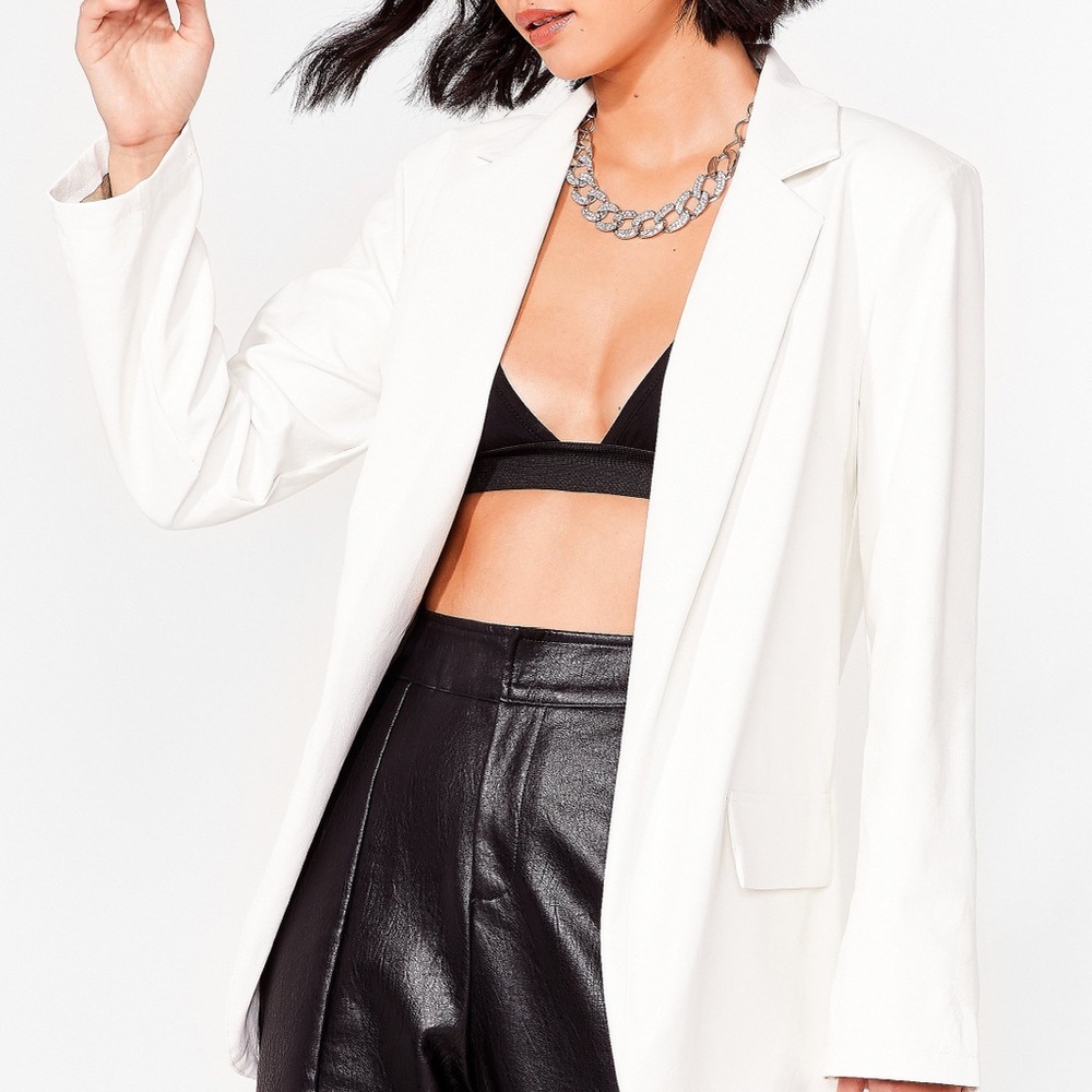 Relaxed faux leather blazer